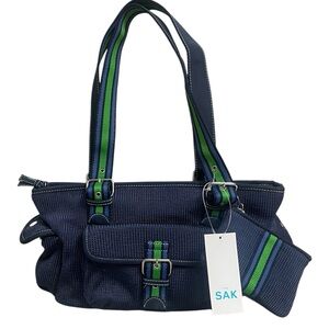 The SAK Belinda Satchel Denim Blue Green Medium Handbag Pocketbook Bag NWT